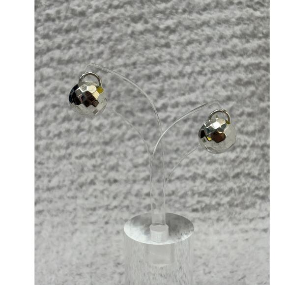 Monica Rich Kosann Sterling Silver Checkerboard Domed Earrings #63574 - Picture 1 of 6